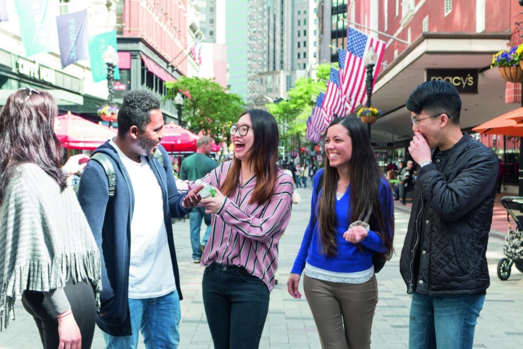 Ec boston studentslaughing outside